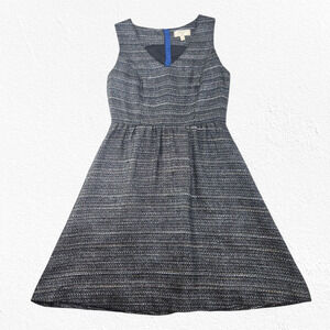 Moulinette Soeurs Black Metallic Tweed Fit & Flare Sleeveless Mini Dress Size 6